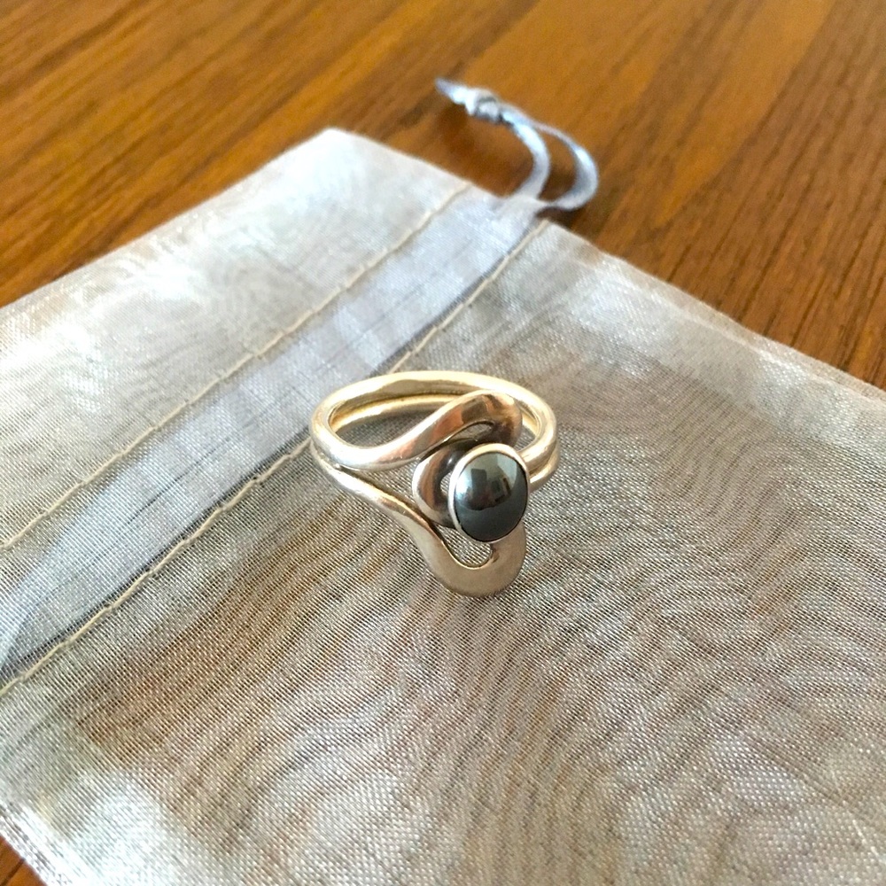 Vintage Sterling Silver Hematite Size 5.5 Ring